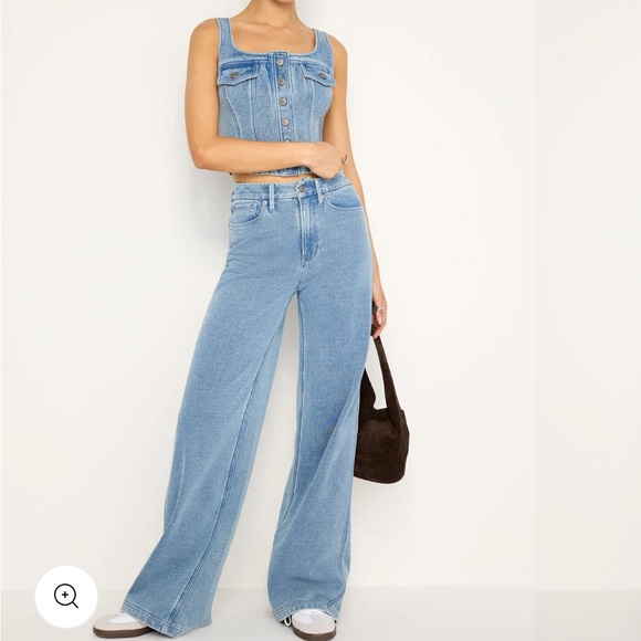 Good American Denim - Good Americsn - Women's Blue Wide-Leg Sweatpant Jeanz (6/28)